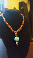 teal and half chain necklace