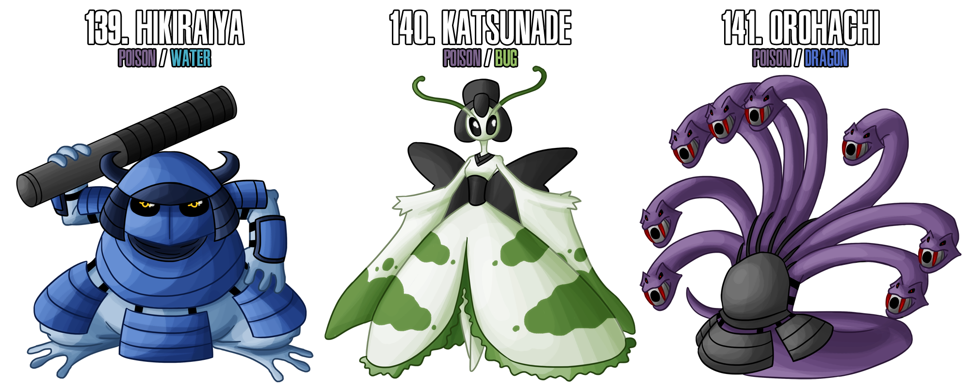 Fakemon: 139 - 141 - Legendary Ninja trio