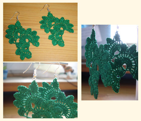 Green crochet earrings