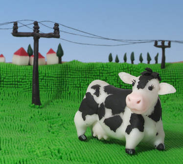 Cow in Medow in polymer clay