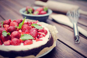 Strawberry Brownie Cake