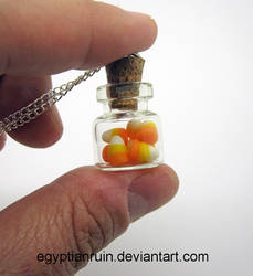 Tiny Candy Corn Bottle Necklace
