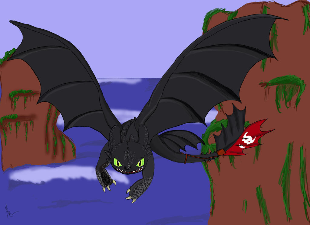 Toothless Fiying Toothless Flying in colour again by SecretSigns on DeviantArt