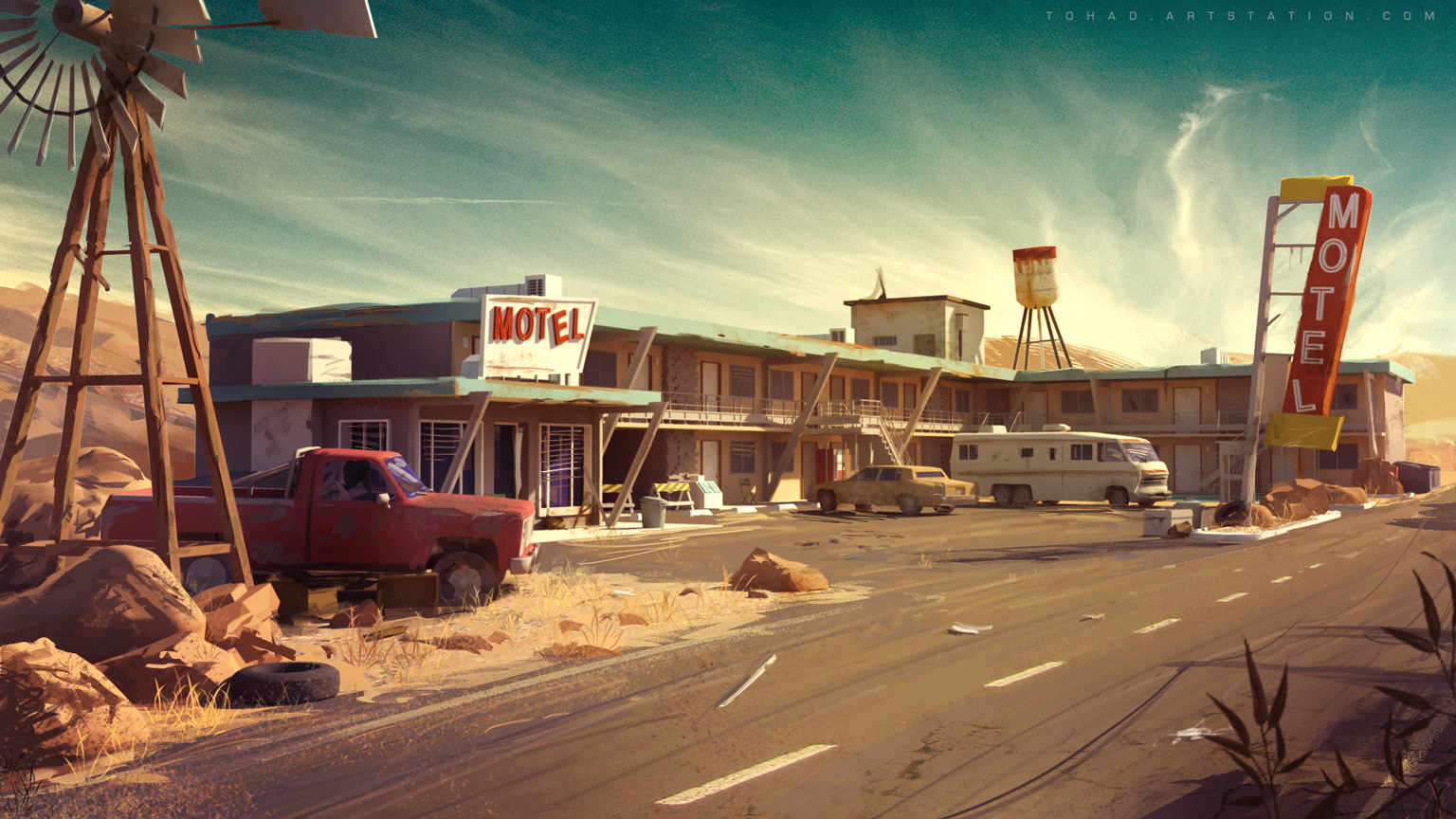 Dark Days : motel environment concept by Tohad
