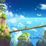 Yoshi's Island Remastered concept art : the cliffs