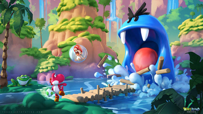 Yoshi's Island Remastered concept art : the swamps