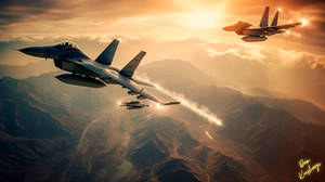 Air battle between fighter jets