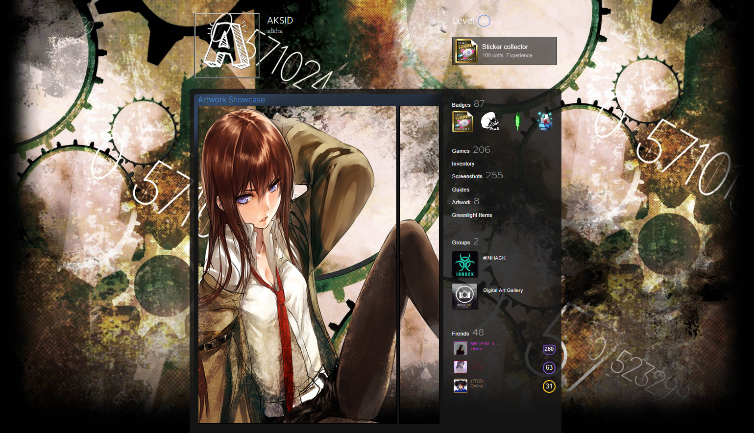 Steins Gate Steam Badges