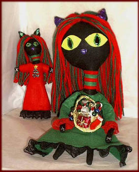 Black Christmas Kitty Cat Set