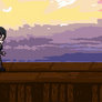 Pinkchyu running with croissant game concept mock up