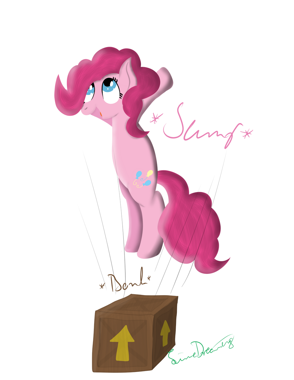 Pinkie jumps on Crate