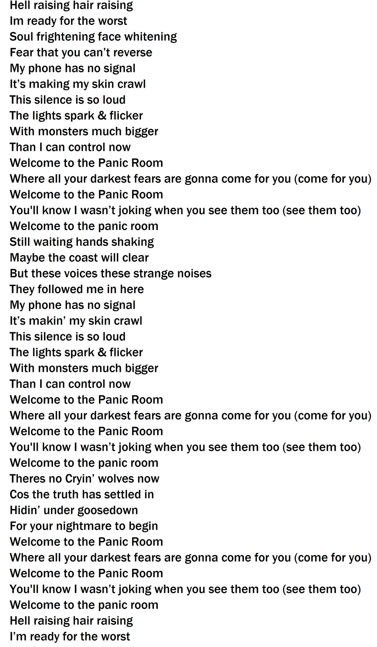 Panic Room Lyrics By Tem Village On Deviantart