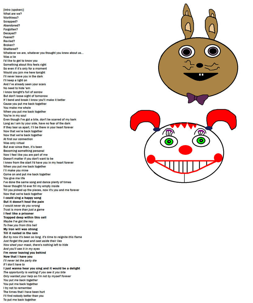 Put Me Back Together Lyrics Fnaf Vr Song By Tem Village On Deviantart Put Me Back Together Lyrics Fnaf Vr Song By Tem Village On Deviantart