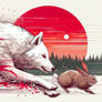 Wolf hunting rabbit 