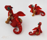 Red Steampunk Dragon by LitefootsLilBestiary