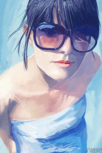 Girl with big sunglasses