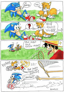 One Piece, Luffy meets  sonic