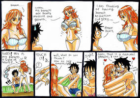 Luffy x Nami, breast