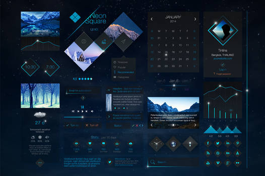 Neon Square UI Kit