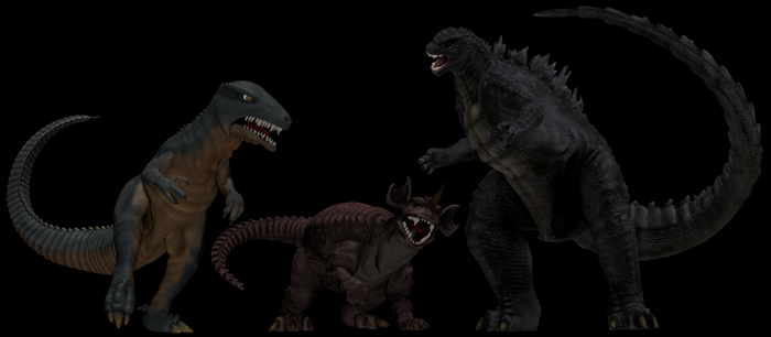 Gorosaurus, Baragon and a Godzilla