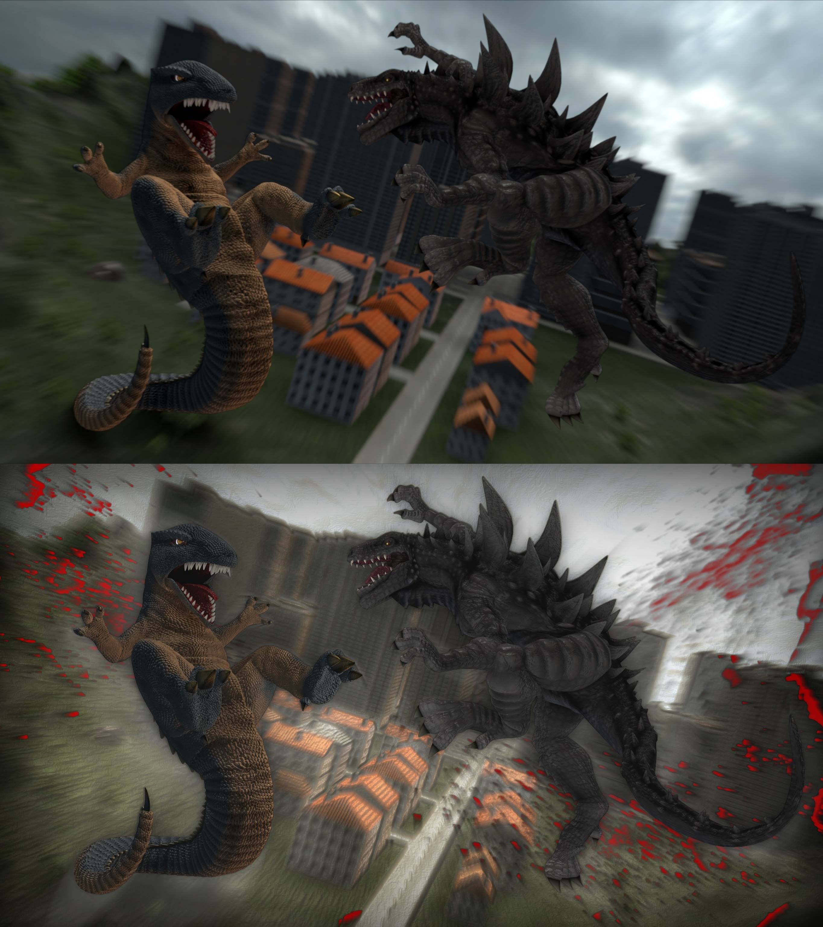 Zilla vs. Gorosaurus Thumbnails. deviantart.com. toho. 