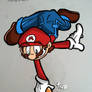 Flagpole Mario colored