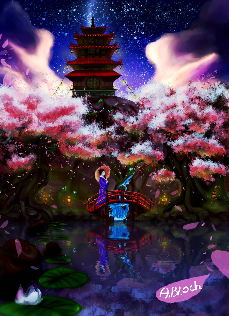 Japan Spring Night Japanese spring night~2 by Ren-U on DeviantArt