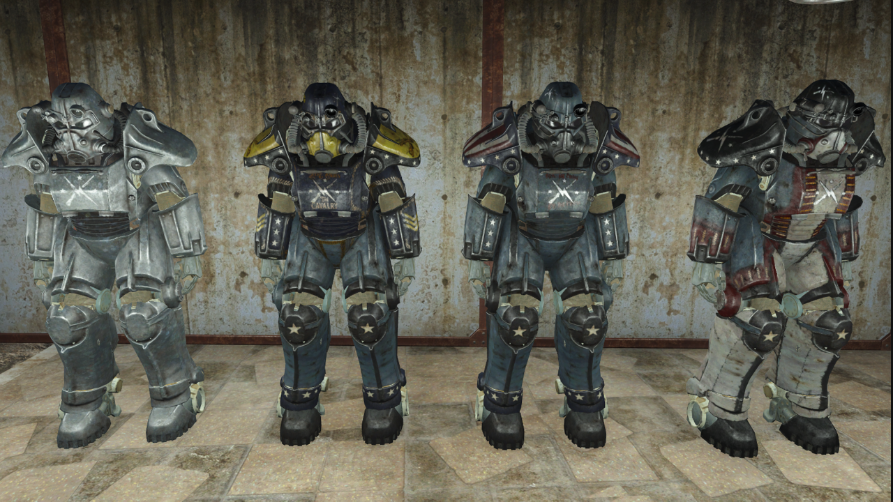 Fallout 4 All Four T 45 Minutemen Power Armor By Spartan On Deviantart
