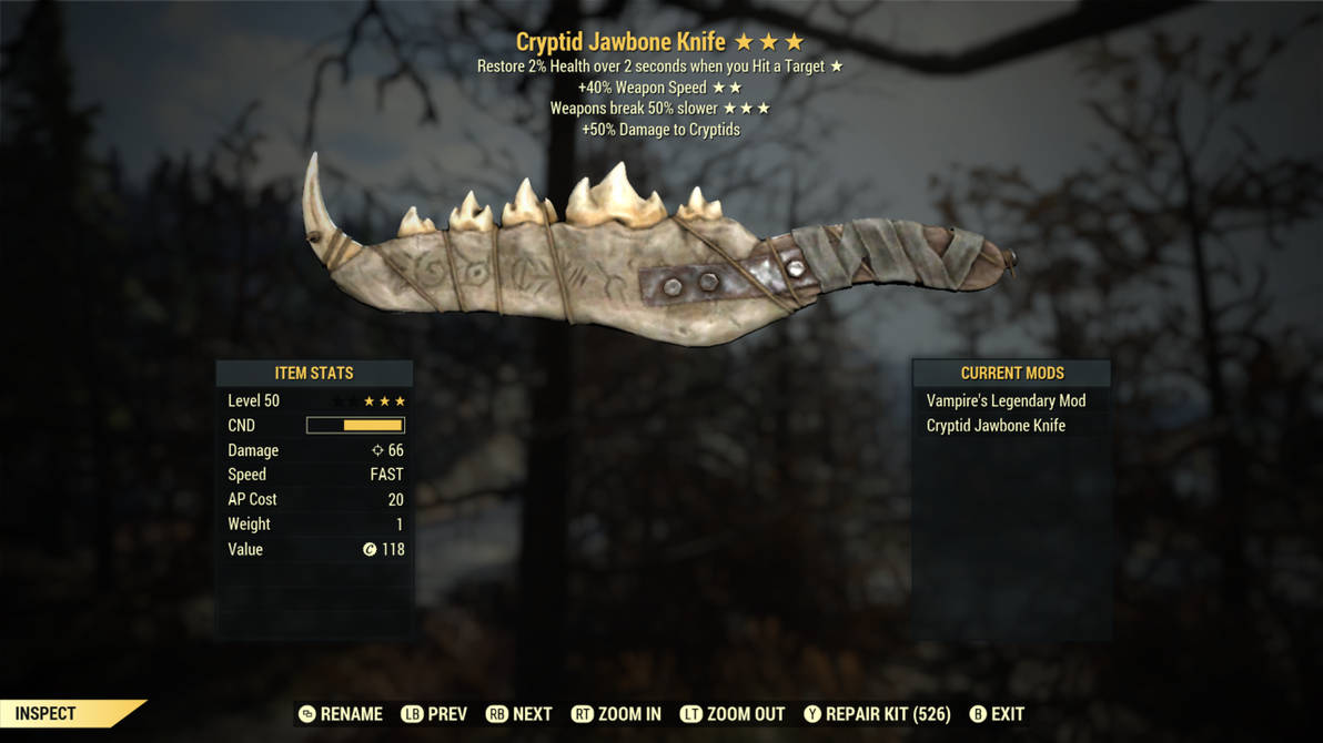 Fallout 76: Cryptid Jawbone Knife by SPARTAN22294 on DeviantArt