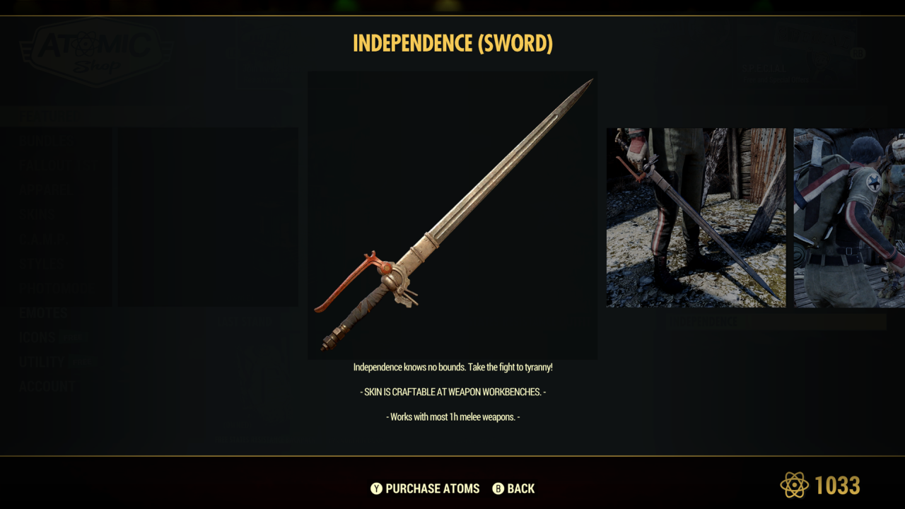 Fallout Independent Fallout 76: Independence (Sword) by SPARTAN22294 on DeviantArt