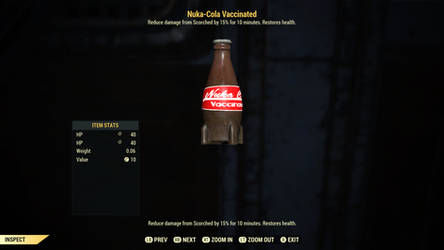 Fallout 76: A bottle of Nuka-Cola Vaccinated