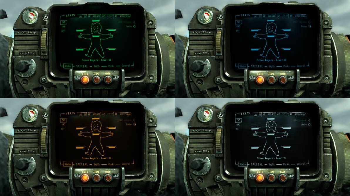 Fallout 3: Pip-Boy 3000 Hud's Colors by SPARTAN22294 on DeviantArt