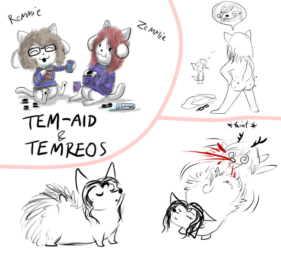 Doodle Dump REIKO CJ TRAVIS TEMMIE CATNEE by ScottishRedWolf