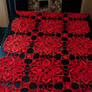 The crochet red christmas tablecloth