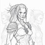 Half-Orc Femme Line Art 1