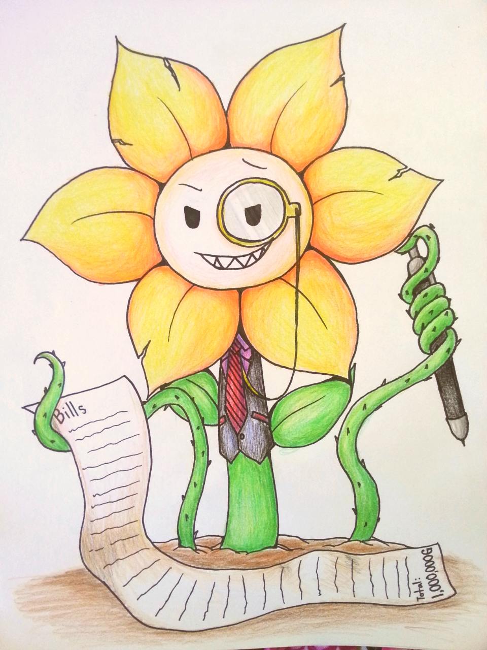 Flowey (Undertale) gets painted purple - Drawception