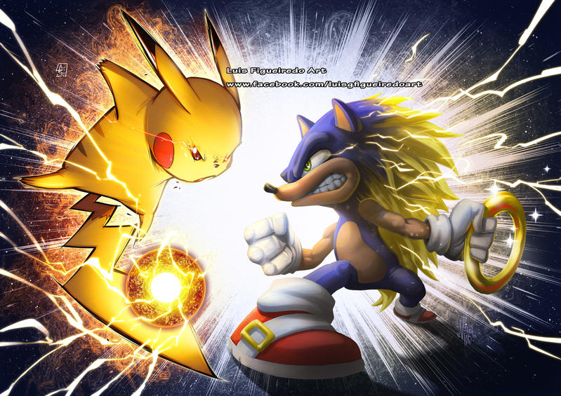 Pikachu vs Sonic Collab color