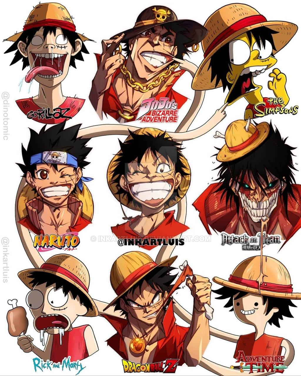 LUFFY in different styles by inkartluis on DeviantArt