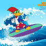 Woody Woodpecker Surfing