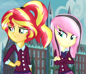 MLP Shadowbolts Sunset shimmer and Fluttershy