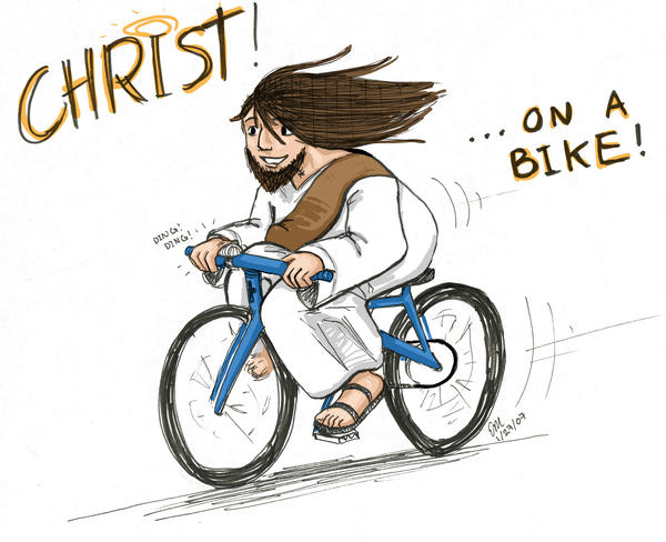 Image result for christ on a bike