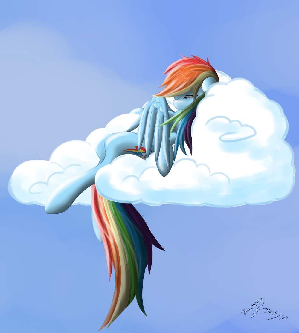 ATG3 Day7 - Rainbow Dash lying on the clouds