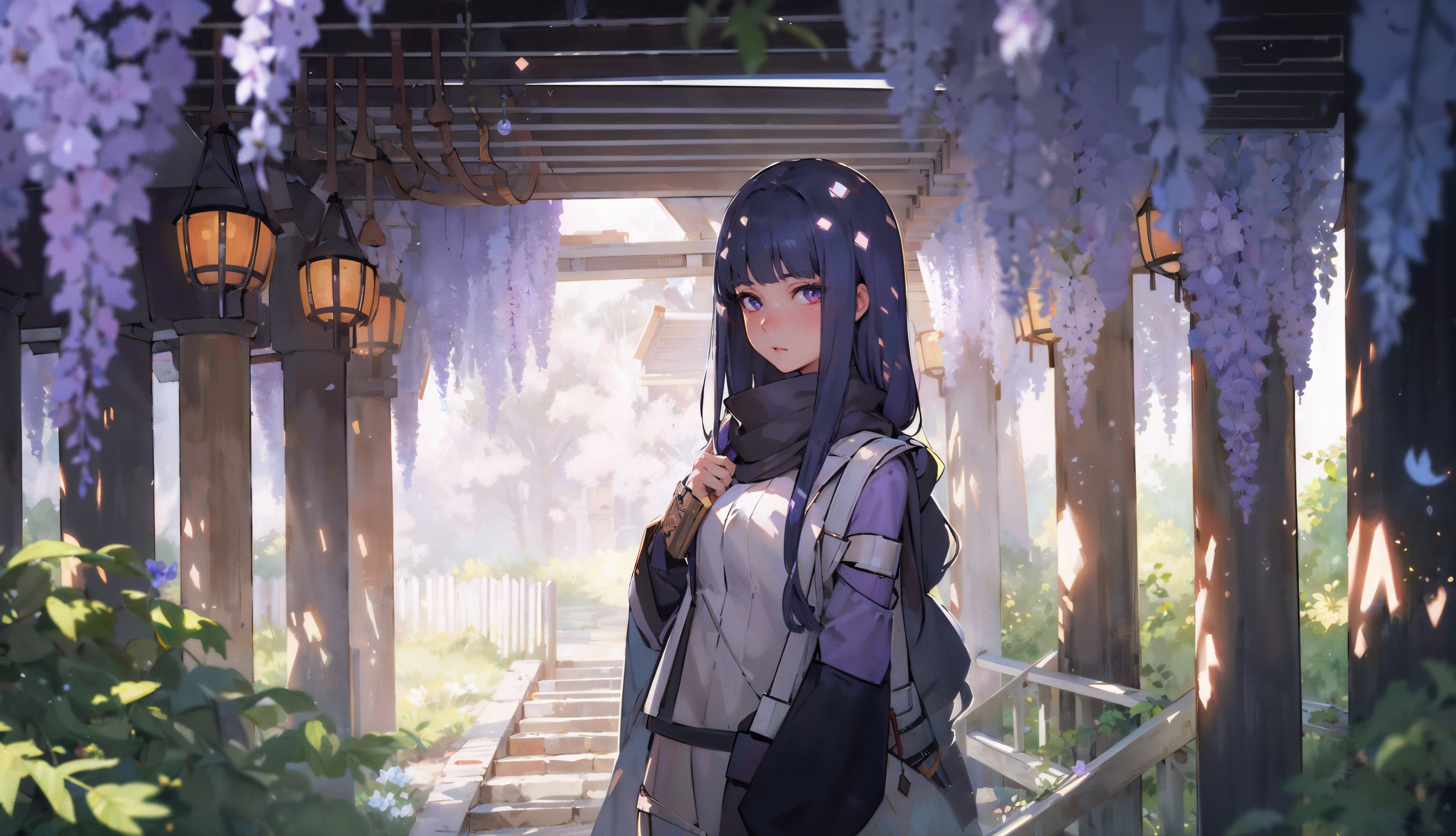 Hinata visiting a Temple Garden