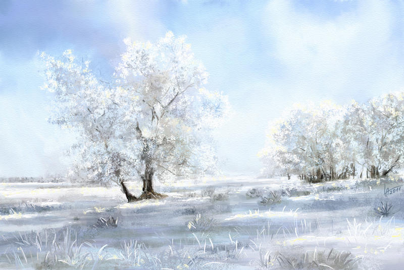 Landscape.Winter tree. ArtRage