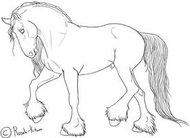 Draft Stallion Lineart