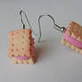 Clay Strawberry Creme Cookie Earrings