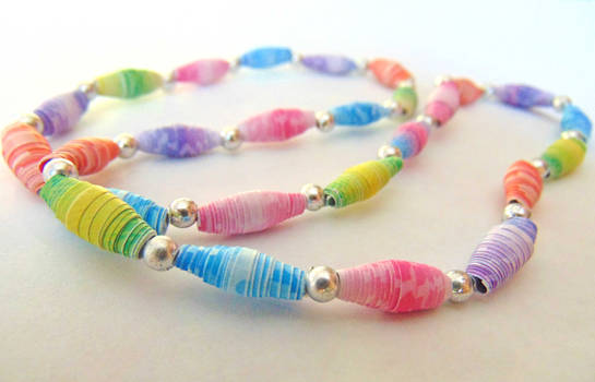 Spring Colors Paper Bead Necklace