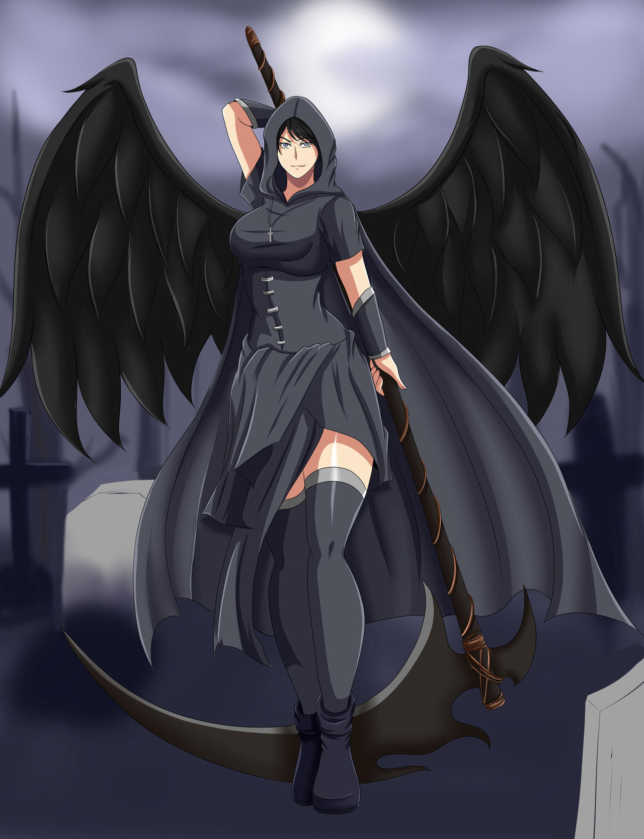 portrait of azrael angel of death, anime fantasy