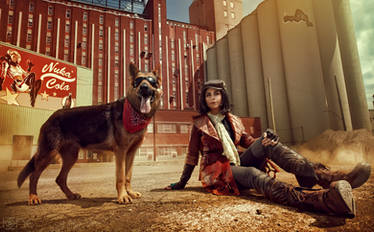 Piper Wright and Dogmeat Cosplay