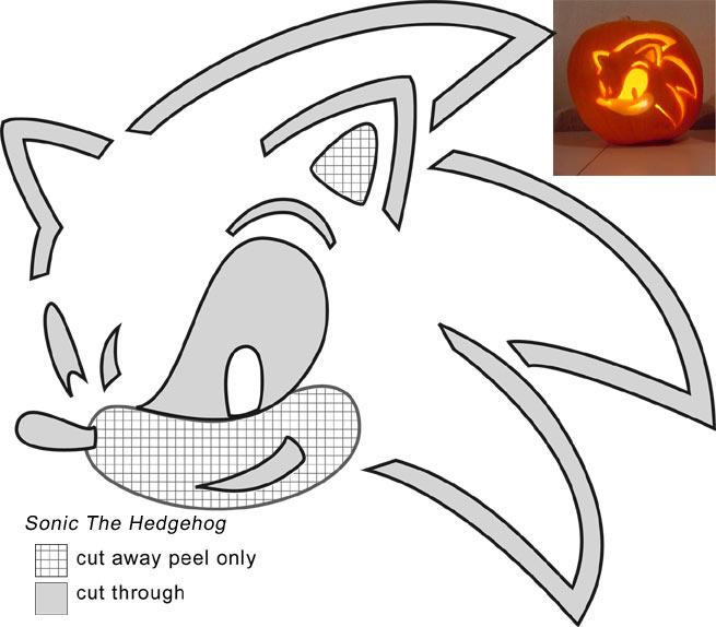 Sonic Jack-O-Lantern stencil